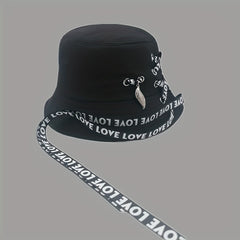 Love Ribbon Laced Up Bucket Hat
