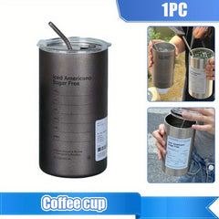 Stainless Steel Tumbler with Double Straw Iced Americano Sugar