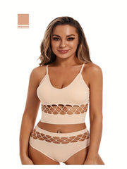 Mesh Breathable Sports Bra & Quick Dry Panties Set for Women