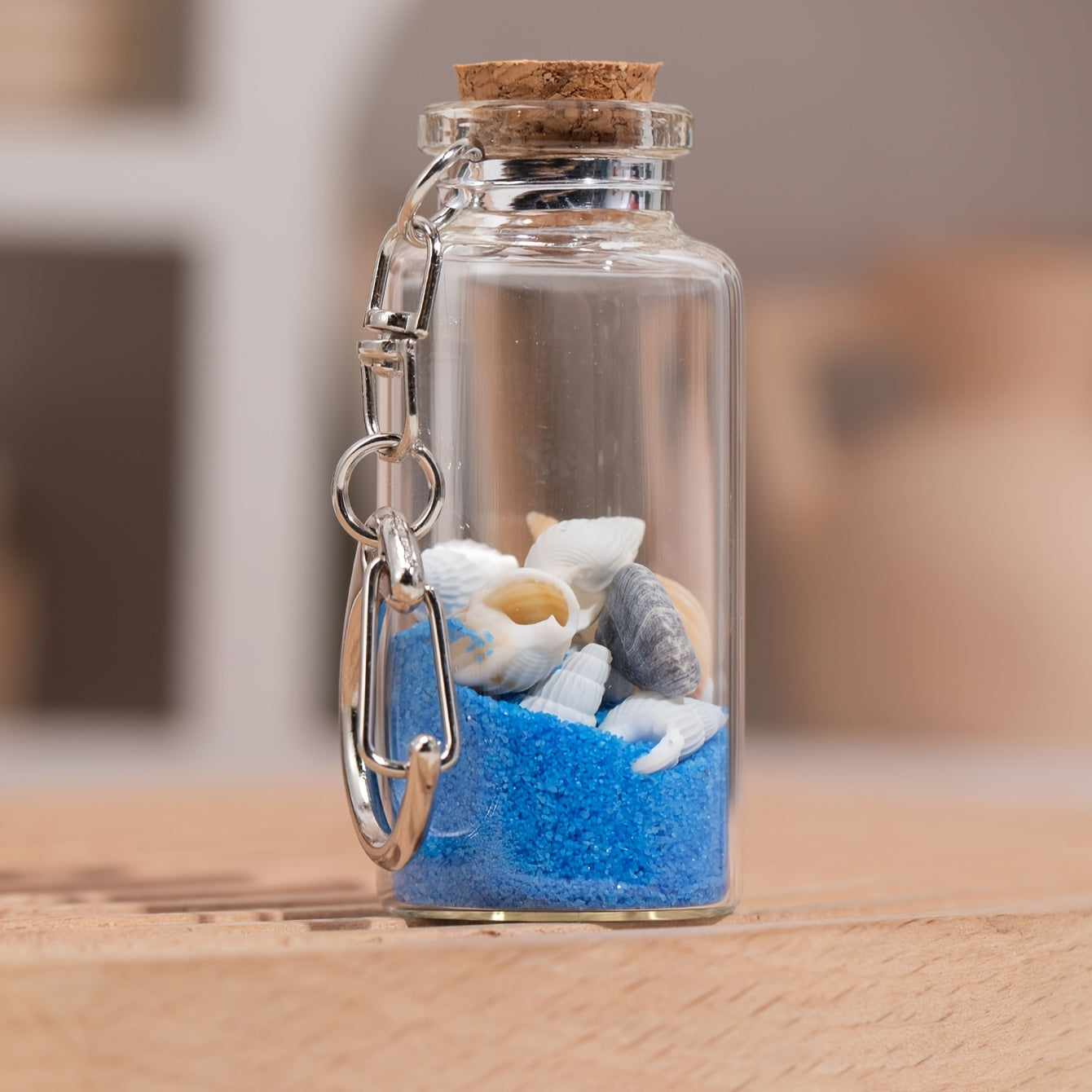 Colorful Sand Glass Wishing Bottle Keychain Lucky Charm Pendant