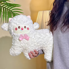 15.75" Fluffy Lamb Plush Toy with Pastel Accents