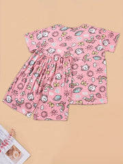  Cat & Strawberry & Rainbow Print Pajama Set