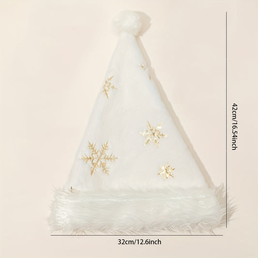 Silvery Hat With Golden Snowflake Christmas Hat Embroidery Hat