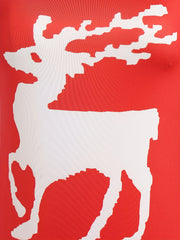  Christmas Casual Dress Women's Plus Deer & Snow Print Long Sleeve Swee