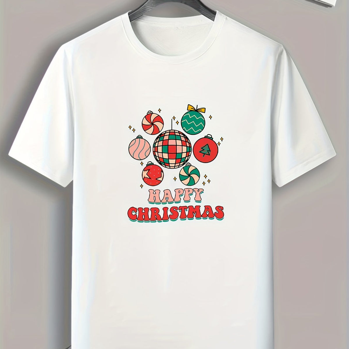 Christmas Pattern Print Men's Sports T-shirt Graphic Tee For Fitness