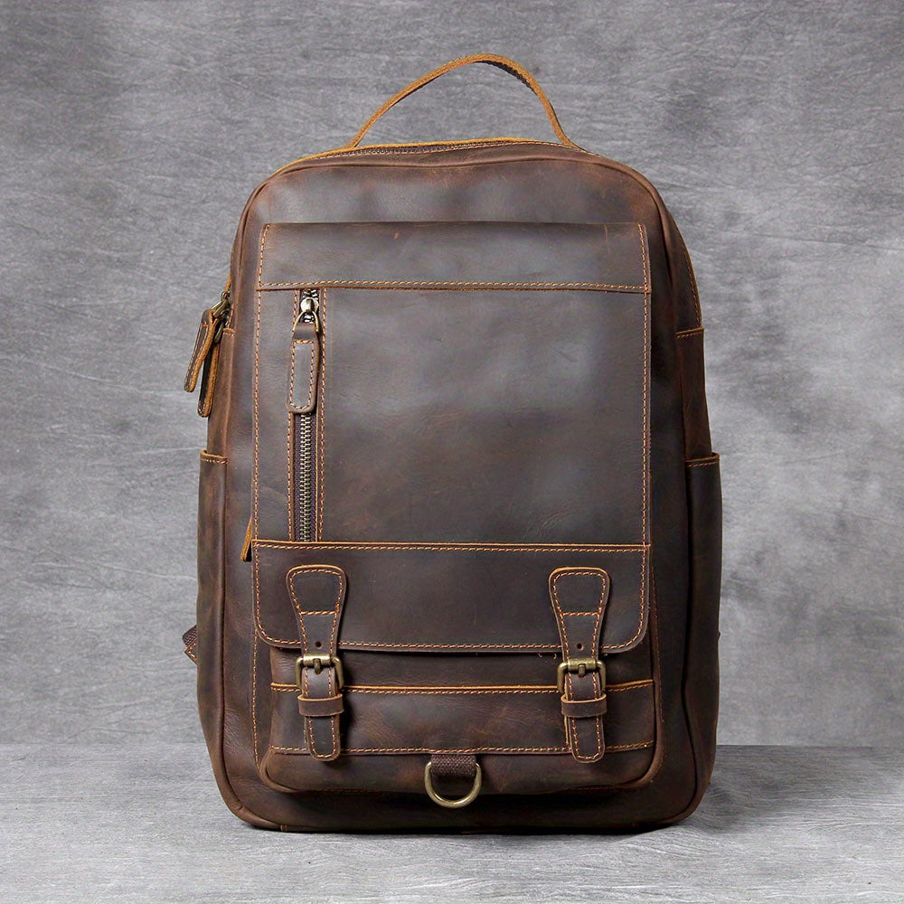 Vintage Leather Backpack Laptop Bag Outdoor Travel Weekender Shoulder Bag