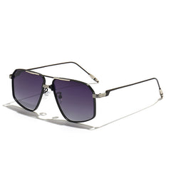 Men's Square Metal Sunglasses Gradient Sun Glasses Large Frame