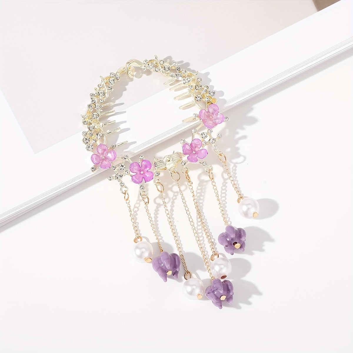 Tassel & Flower Hair Claw Rhinestone Hair Clip