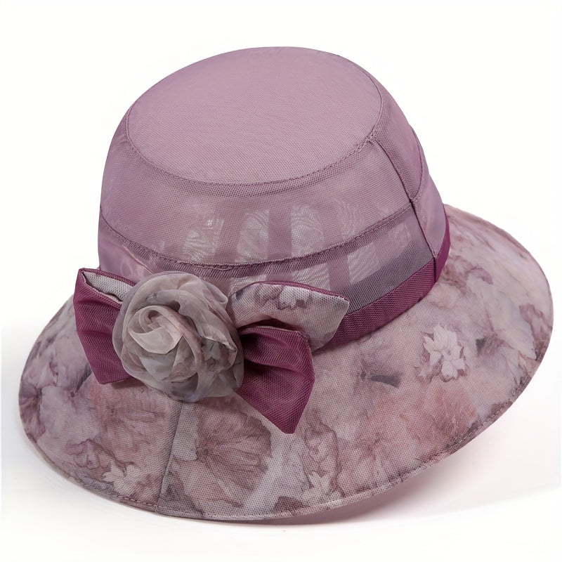 Vintage Flower Bucket Hat Sun Hat Lightweight Breathable Sunscreen Mesh Sun Hats