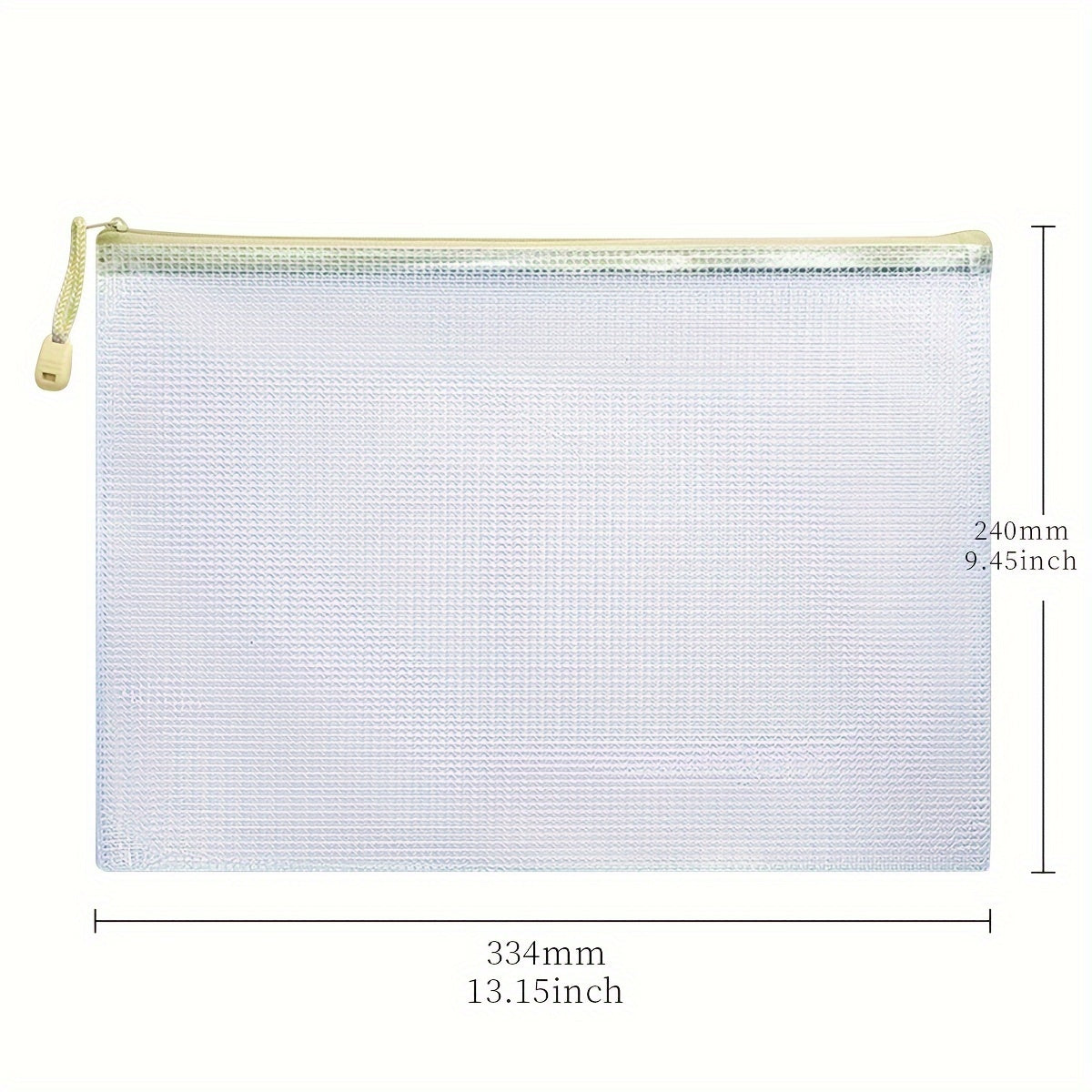 100pcs Mesh Zipper Bags Waterproof File Folders Beige File Bags