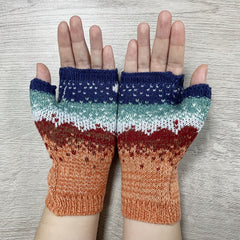 Gradient Knit Gloves Moon Jacquard Half Finger Warm Gloves For Women