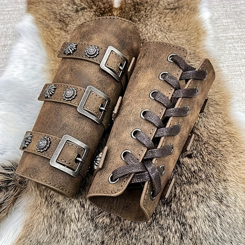 Viking Renaissance Arm Guard Medieval PU Leather Buckle Arm Guard