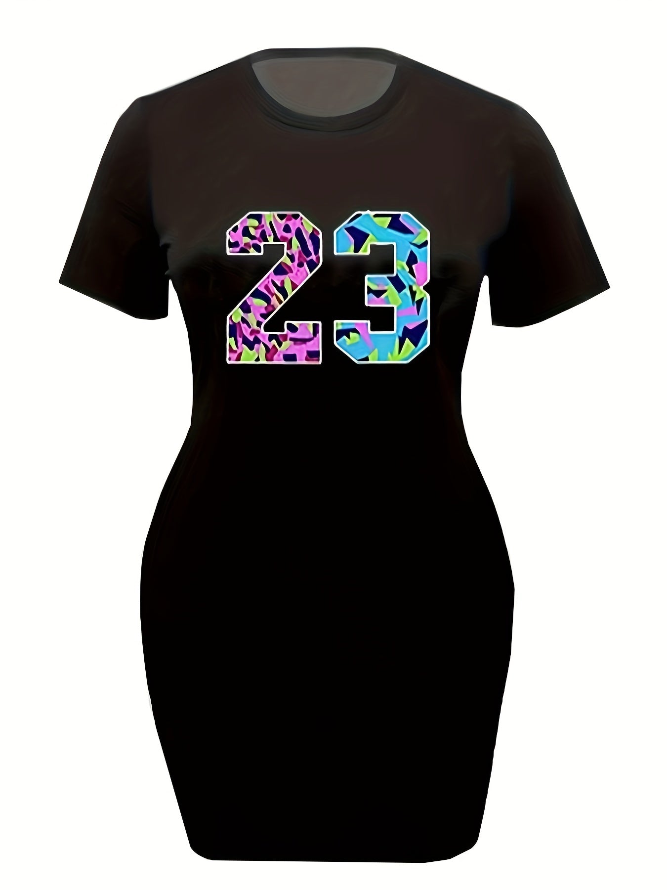 Women's Plus Letter 23 Print Casual Dress