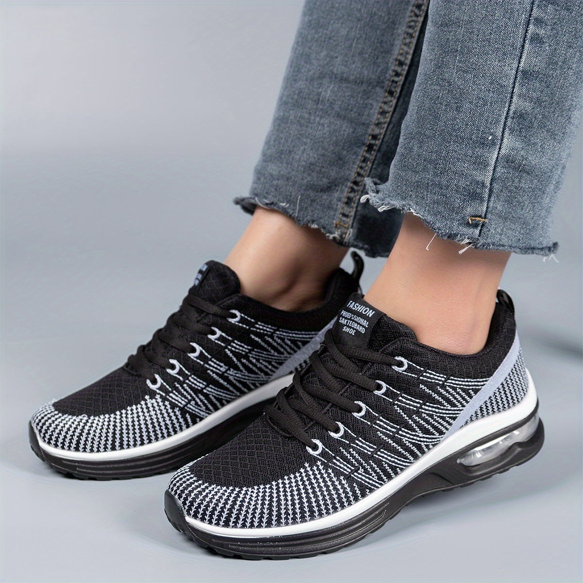 Ombre Lace Up Running Shoes Air Cushion Breathable Sneakers