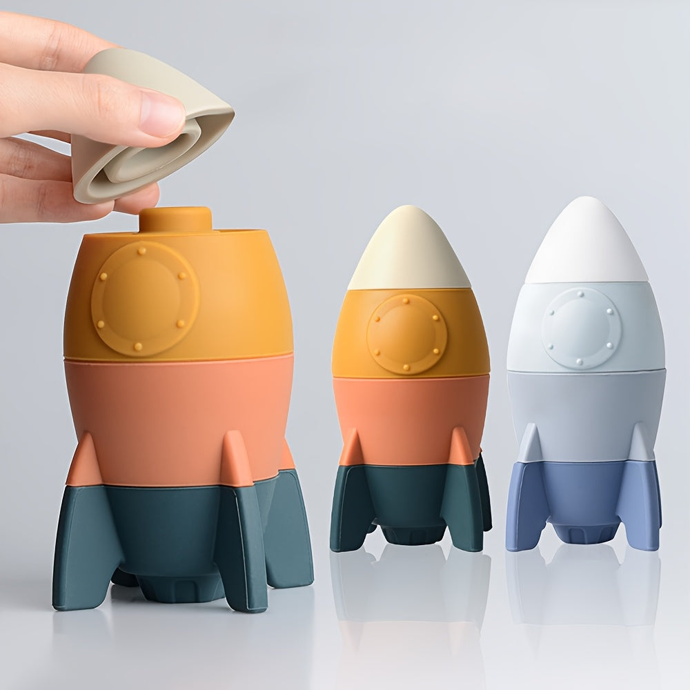 Silicone Rocket Stacking Set for Kids, Interactive Educational Toy