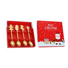 4pcs Gingerbread Man Christmas Tableware Spoon Creative Coffee Spoon