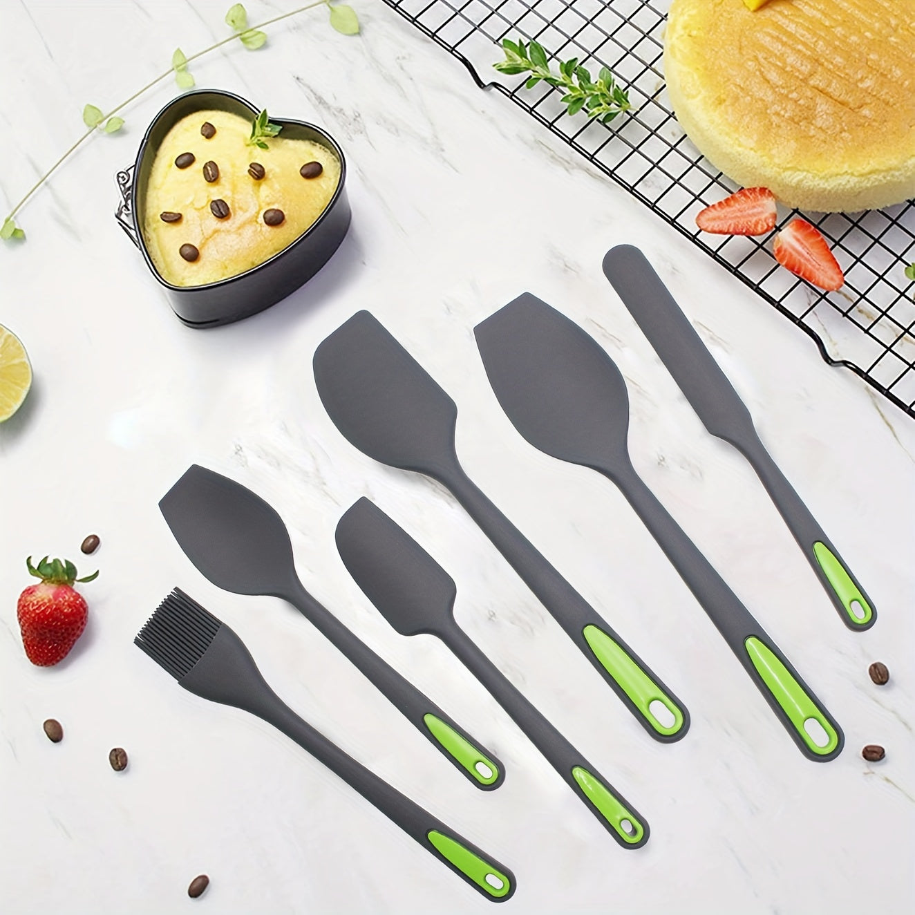 6pcs Silicone Spatula Set, Heat-Resistant Turner Spatulas, Nonstick Baking