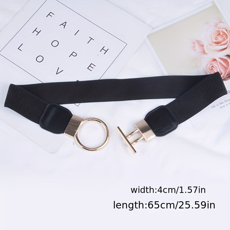 Geometric Round Buckle Belt Wide Waistband Dress Coat Girdle Sweater Belts