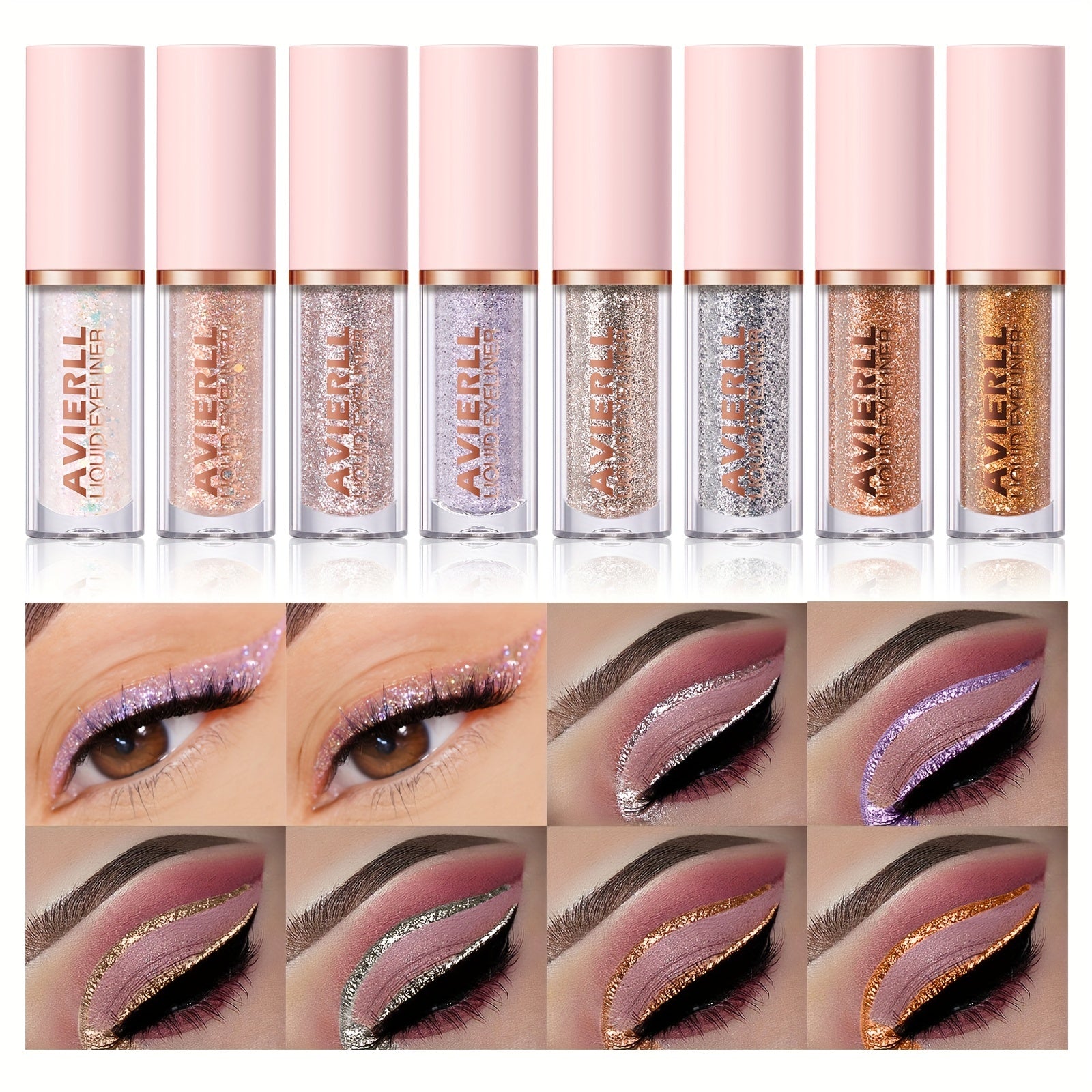 8 Colors Glitter Eyeliner Set Waterproof Easy to Apply