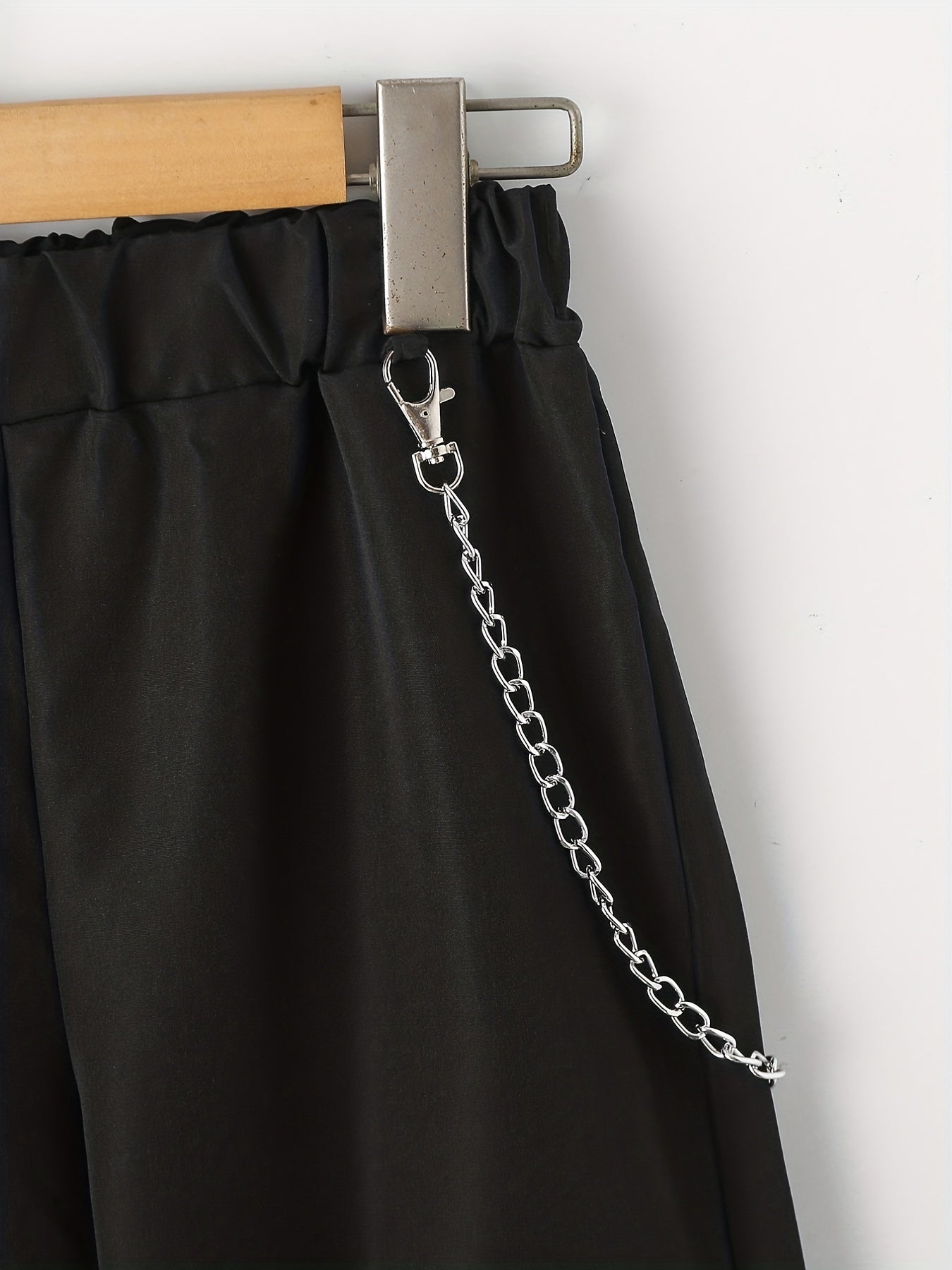 Boys Casual Cargo Pants With Chain Elastic Waist Jogger Pants