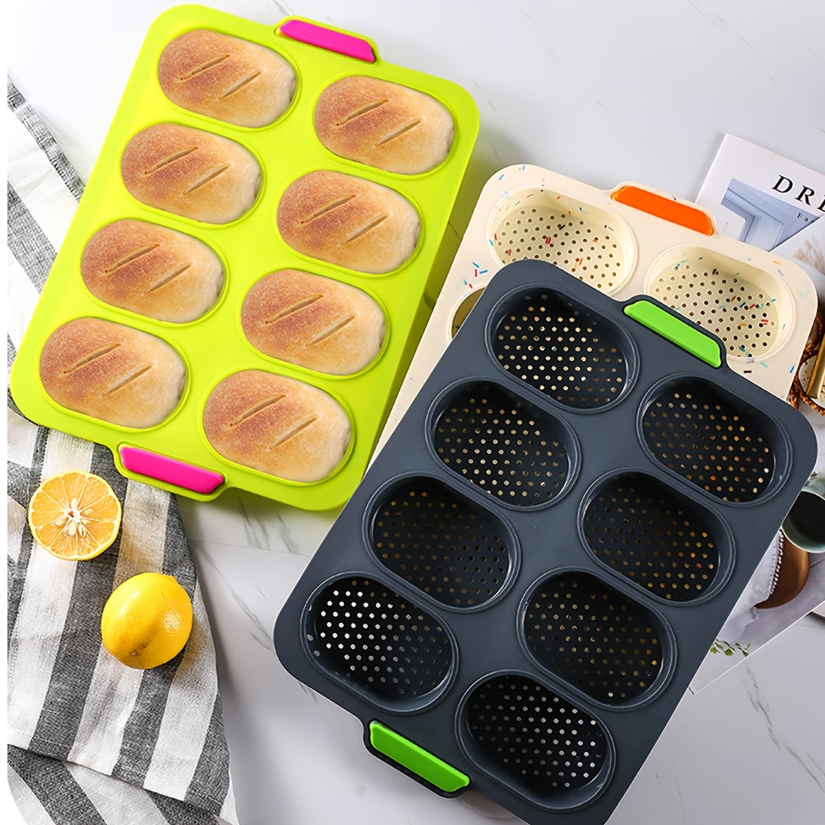 Non Stick Silicone Baguette Baking Tray with Handles