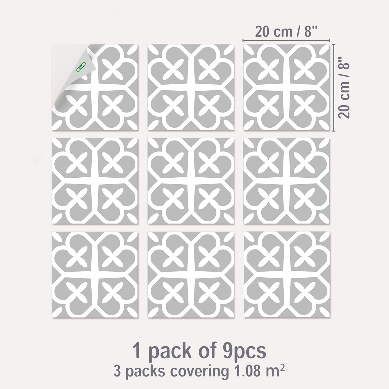 9pcs Waterproof Non-slip Tile Stickers Self-Adhesive
