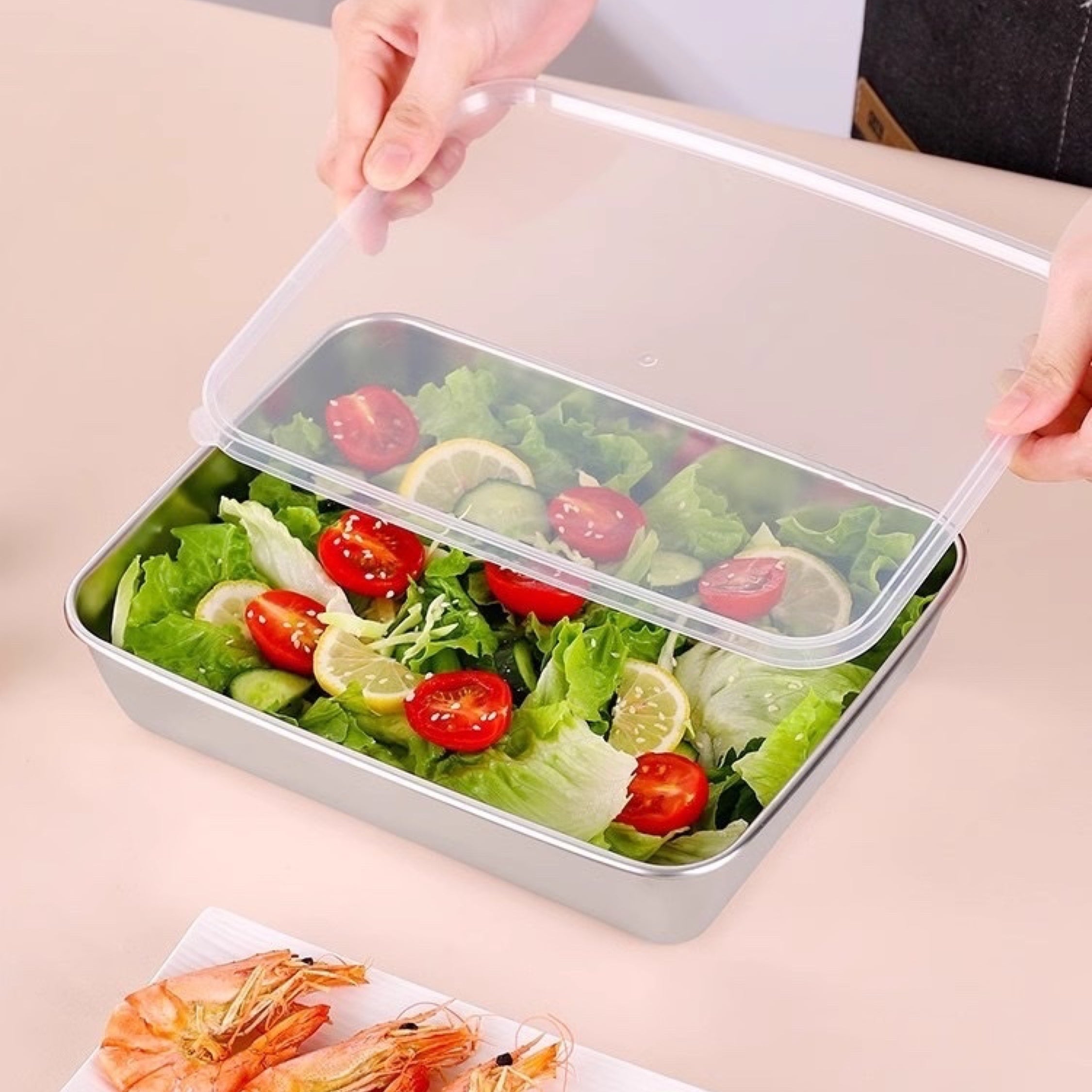 Stainless Steel Towel Tray With Cover Square Serving Tray