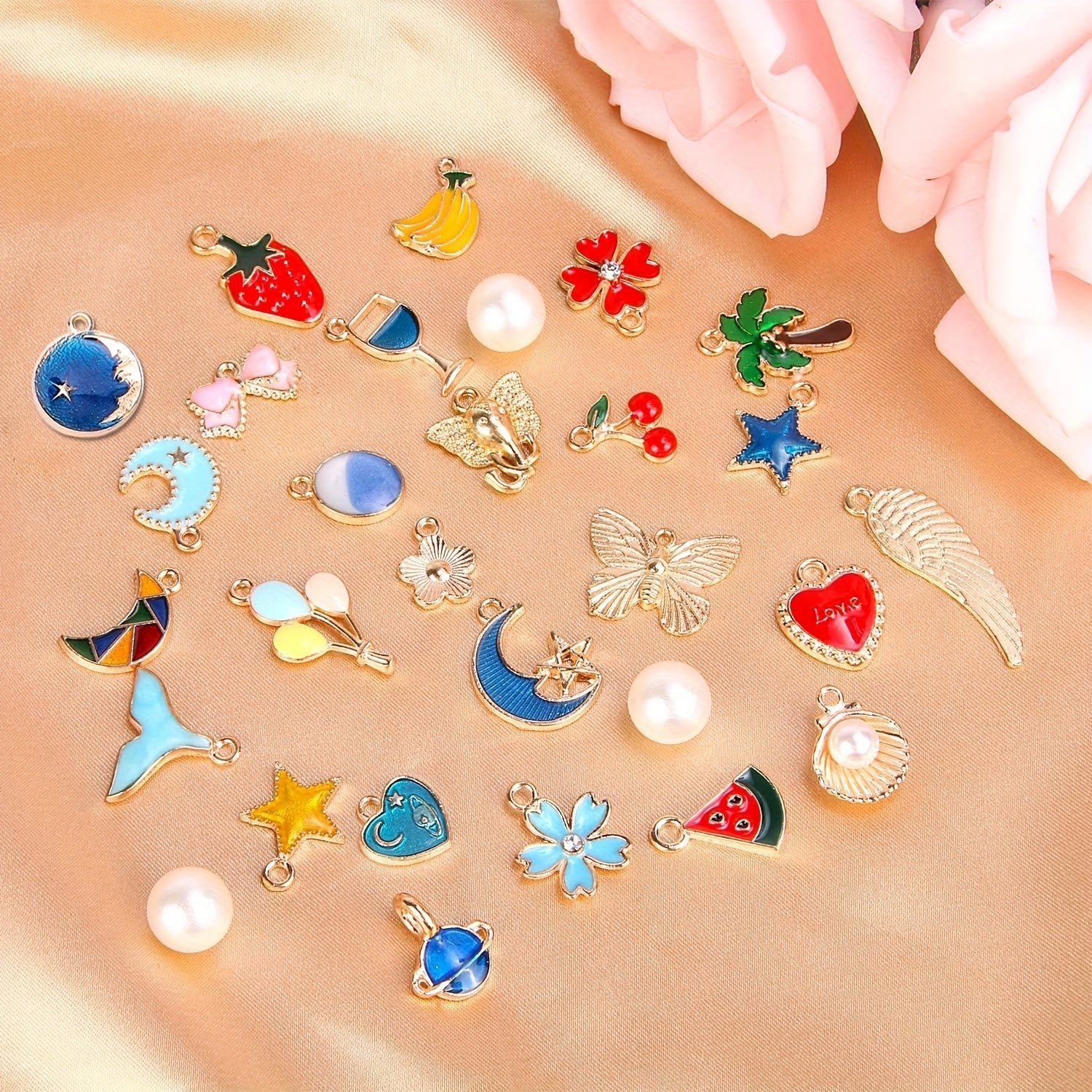 50pcs Enamel Charm Pendants for Jewelry Making DIY Crafts
