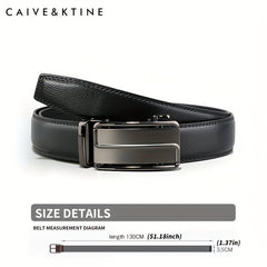 Caivektine Men's Cowhide Casual Leather Belt with Automatic Buckle