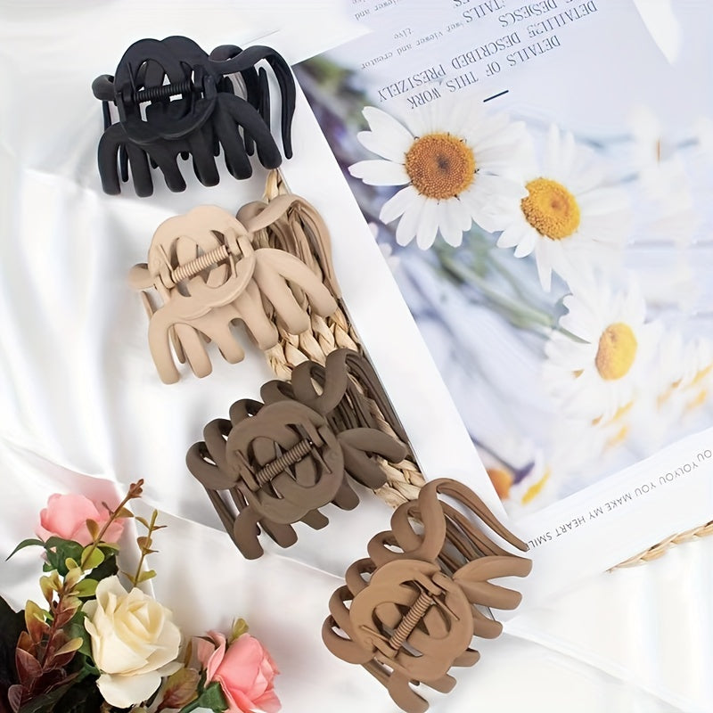 4pcs Matte Hair Claw Ponytail Holder Octopus Shape Hair Accessories