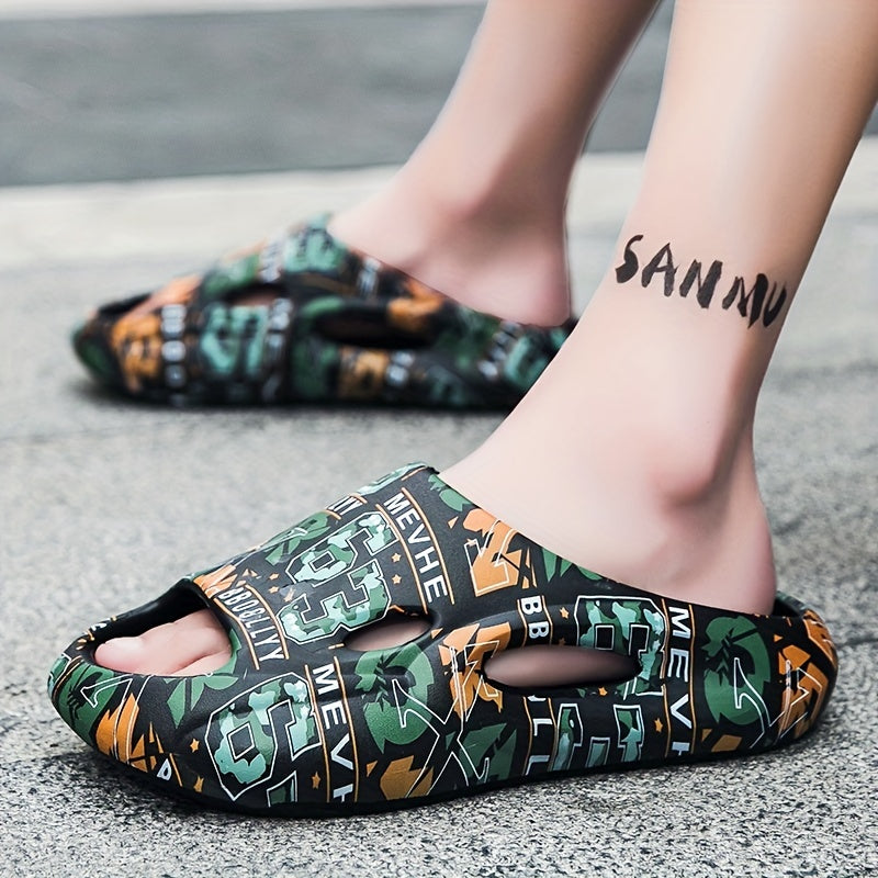 Men's Graphic Pillow Slides Cloud Slides Casual Non Slip Slippers