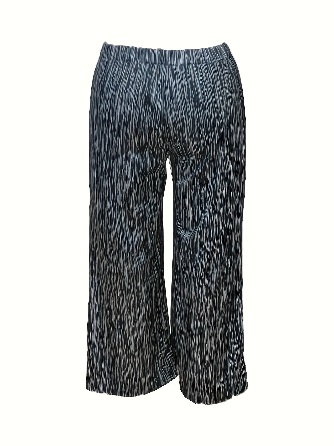 Print Elastic Drawstring Wide Leg Trousers