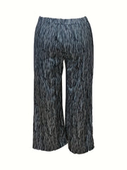 Print Elastic Drawstring Wide Leg Trousers