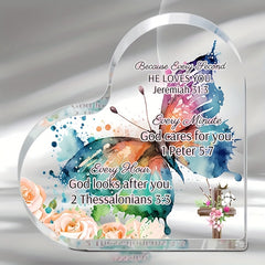 Pink Butterfly Love Ornaments with Christian Scriptures - Holiday Gift