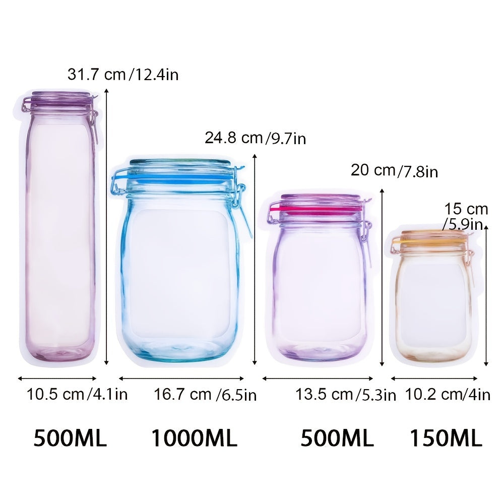 Reusable Mason Jar Bottle Bag Nut Cracker Snack Zipper Sealed Food Storage Bag