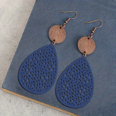 Hollow Leaf PU Leather Earrings Party Vacation Gift
