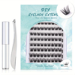 D Curl Long Individual Lash Clusters 90pcs Mixed Tray DIY Eyelash Extensions