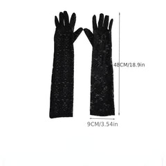 Lace Floral Long Gloves for Women Wedding Evening Prom