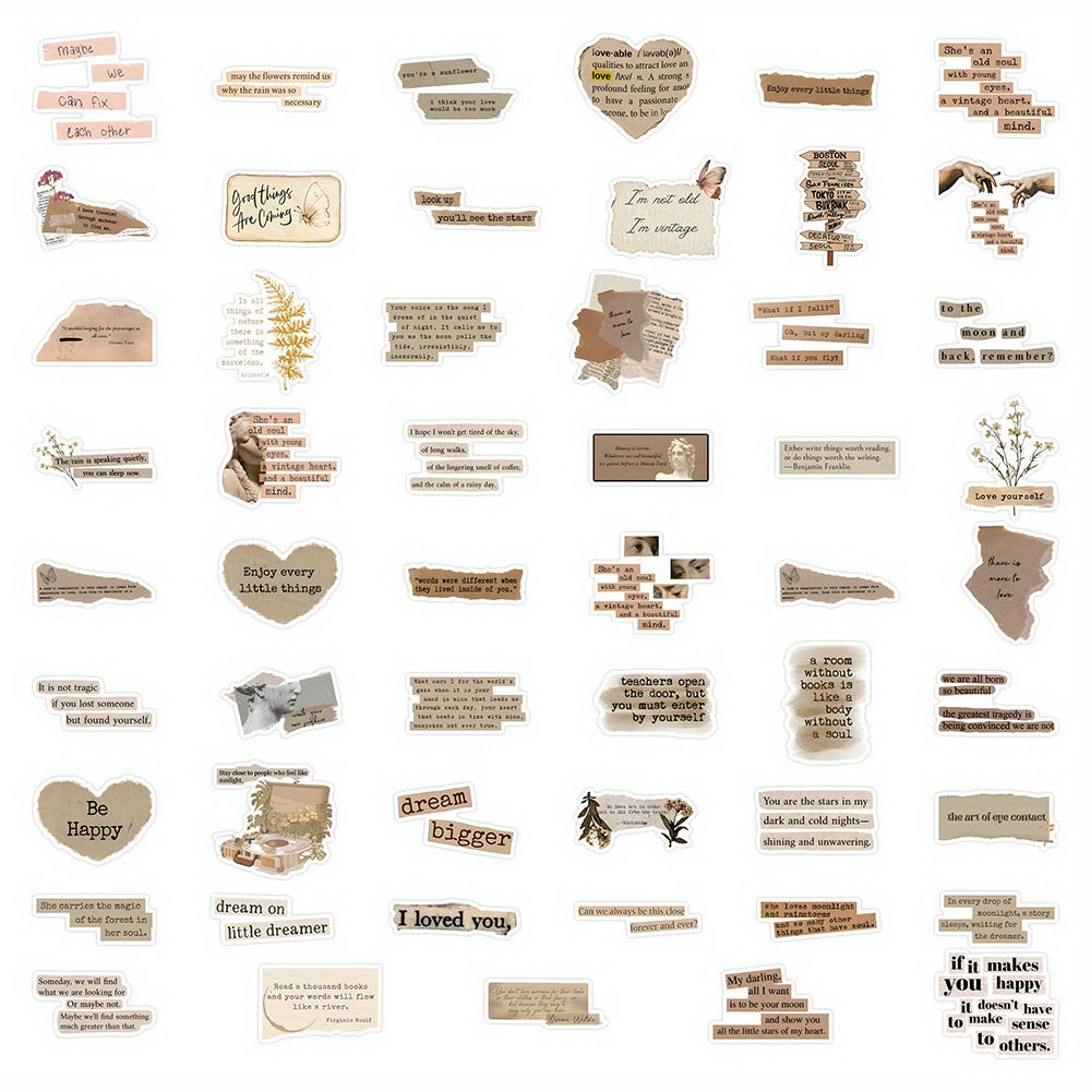 Retro Inspirational English Text Stickers DIY Handbook Collage