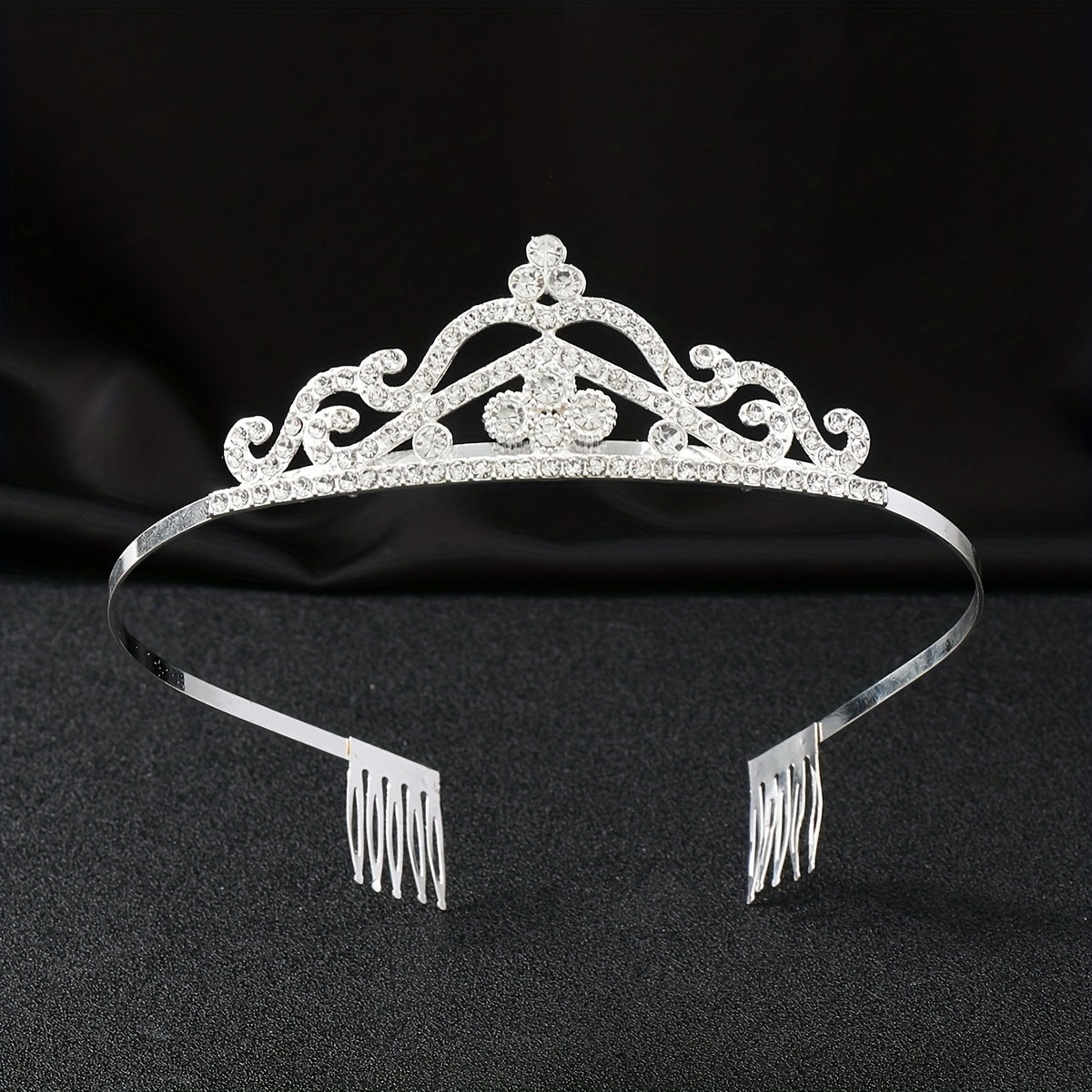 Silvery Rhinestone Headband Comb Hair Jewelry Tiara