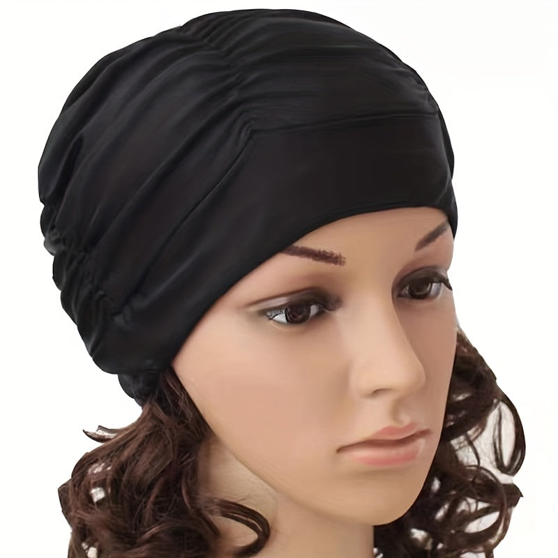 1PC Unisex Pleated Swim Cap with Ear Protection