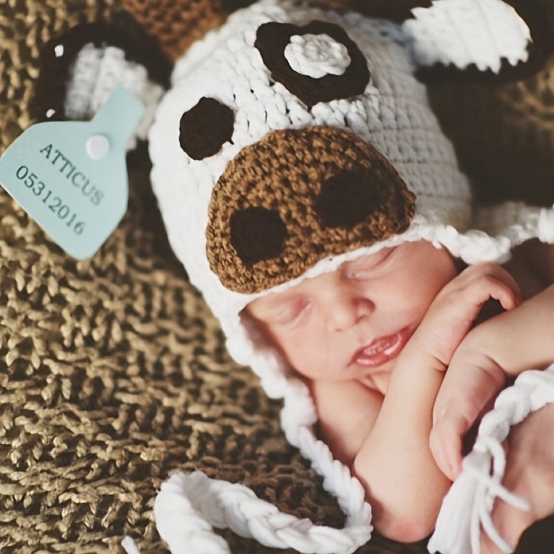 2pcs Cow Baby Crochet HandKnitted Costume Newborn Photography Props
