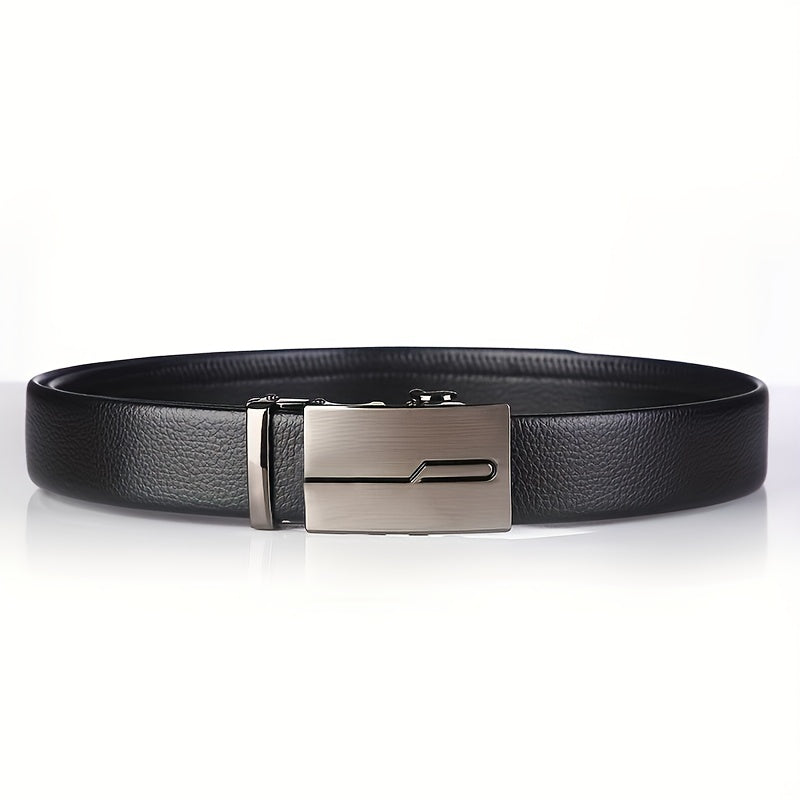 Men's Auto Buckle Leather Belt Business Suit Waist Strap