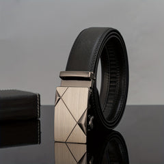 Men's Automatic Buckle PU Leather Belt Business Suit Waist Strap