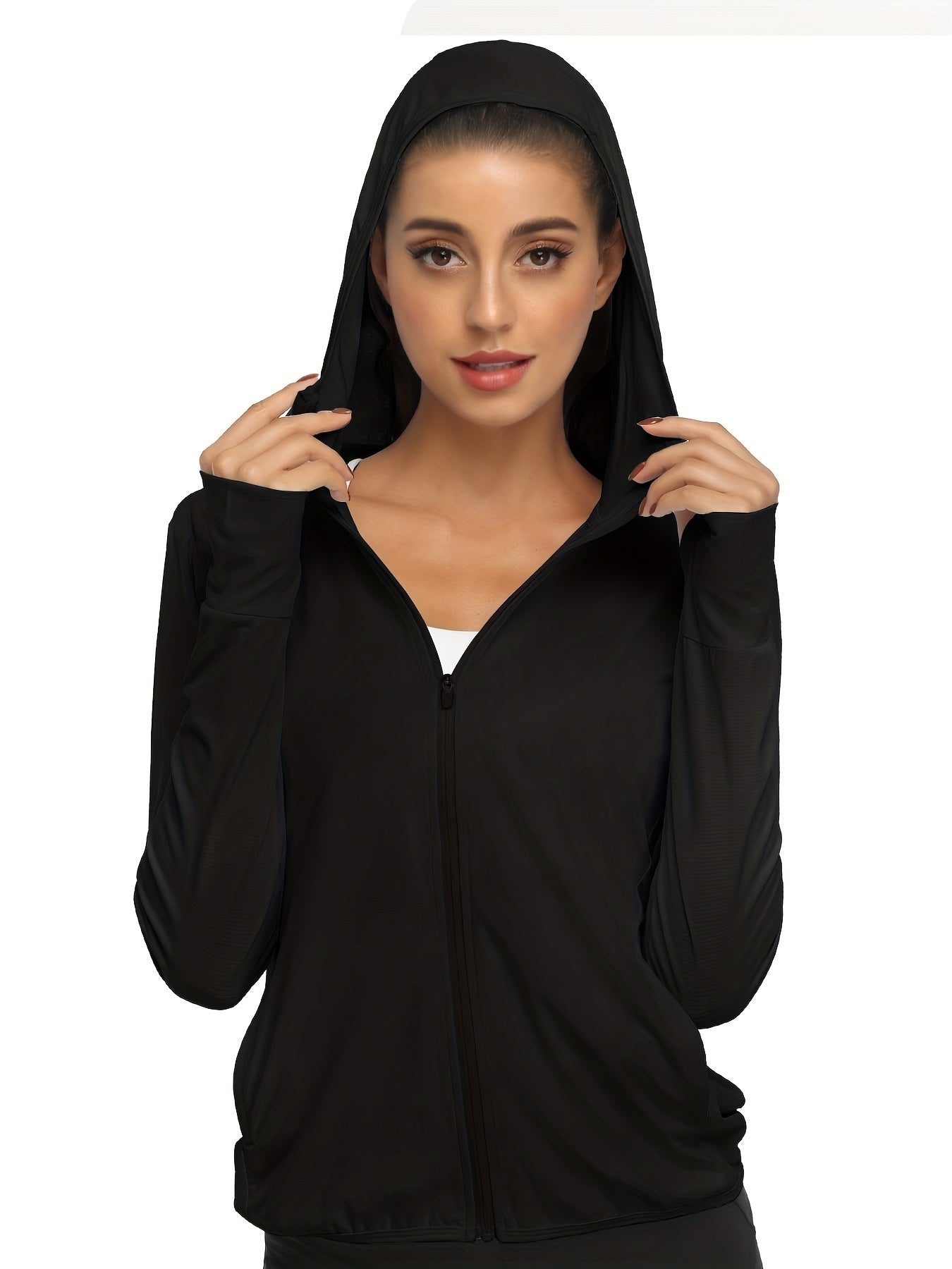 Women's Sun Protection Jacket Zip Hooded UV Sun Jacket