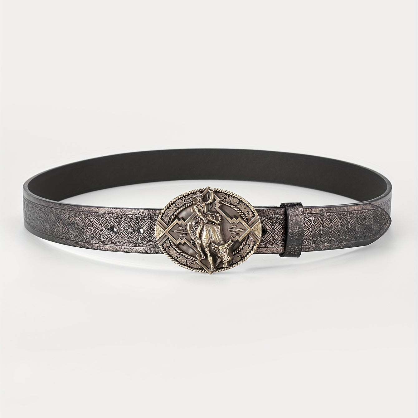 Men's Retro Western Cowboy Pattern Buckle Belt For Jeans Pants