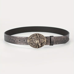 Men's Retro Western Cowboy Pattern Buckle Belt For Jeans Pants