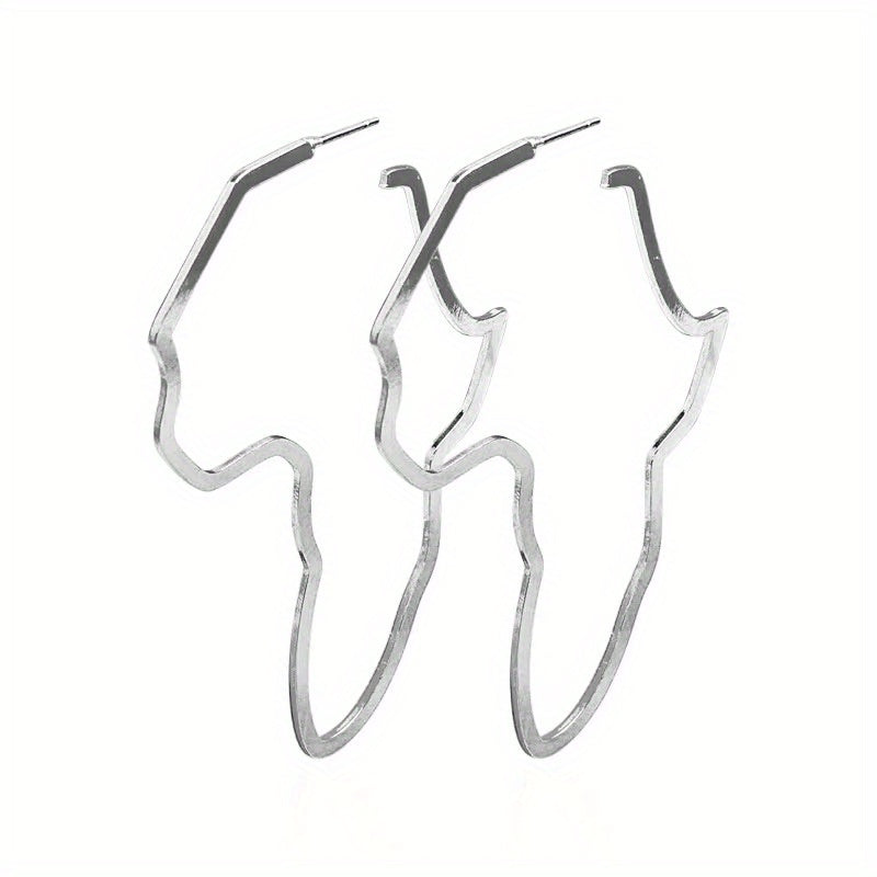 Hollow African Map Dangle Earrings Ethnic Hip Hop Style Jewelry