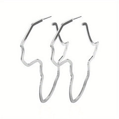 Hollow African Map Dangle Earrings Ethnic Hip Hop Style Jewelry