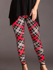  Plaid Print Skinny Leggings